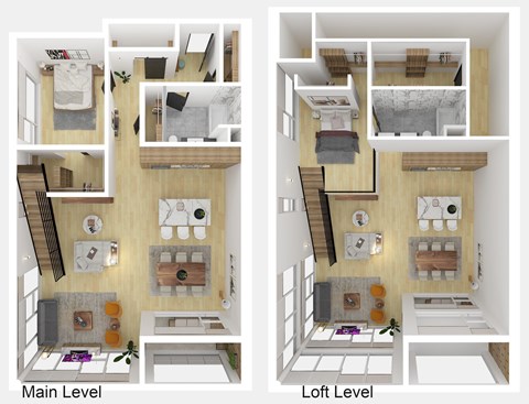 Floor plan for 2 beds, 2 baths, 1989 sqft